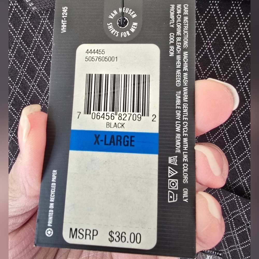Van Heusen Black Diamond Pattern Polo Shirt - Picture 7 of 8